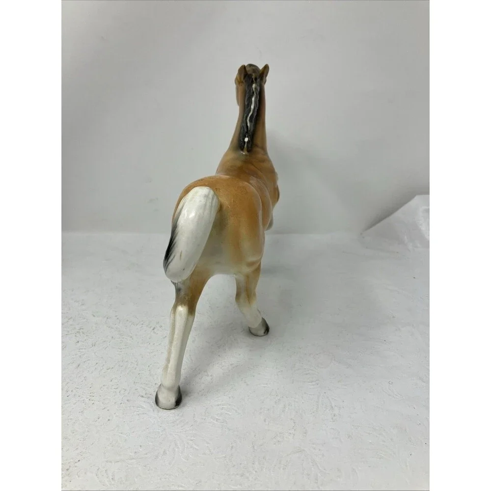 Vintage Wales Japan Ceramic Horse Figurine Porcelain Mustang Equestrian 7“